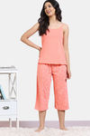 Zivame Scribbled Meadows Knit Cotton Capri Set - Desert Flower — thumbnail 2
